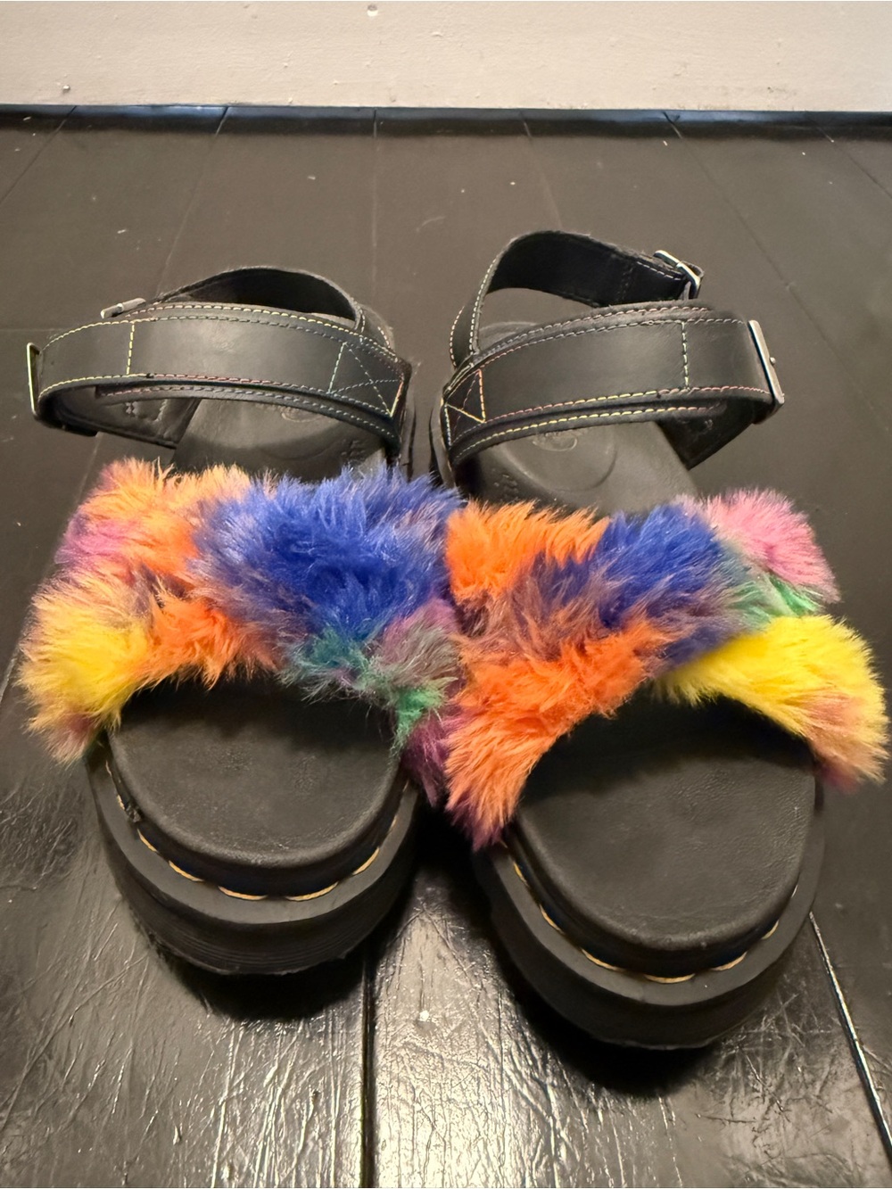 Dr. Martens VOSS II FLUFFY FAUX FUR STRAP SANDALS - Picture 12 of 13